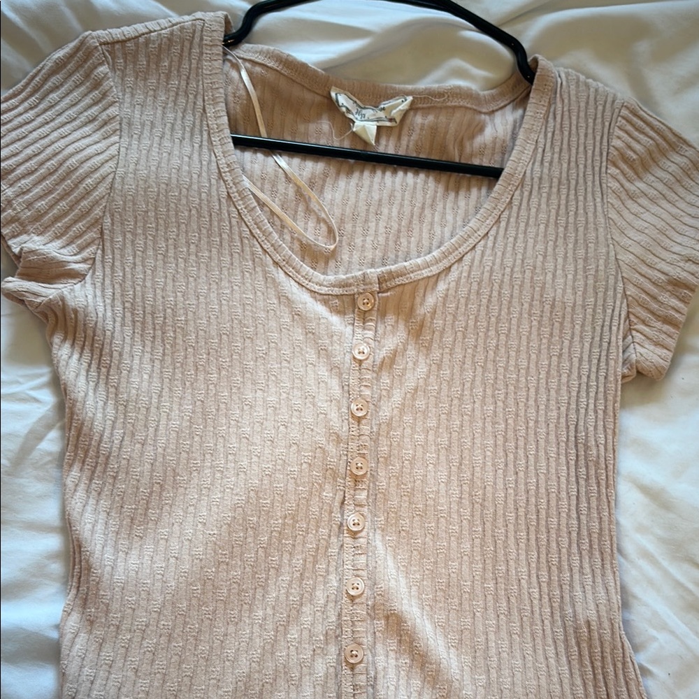 Women's Ribbed Button-Down Top